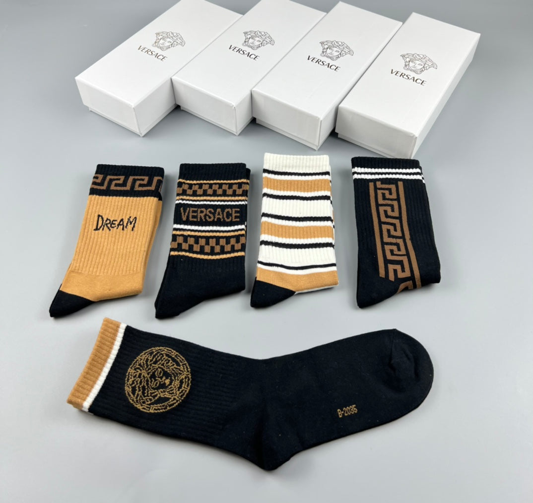 Versace mixed baroque stripes crew socks - view 6