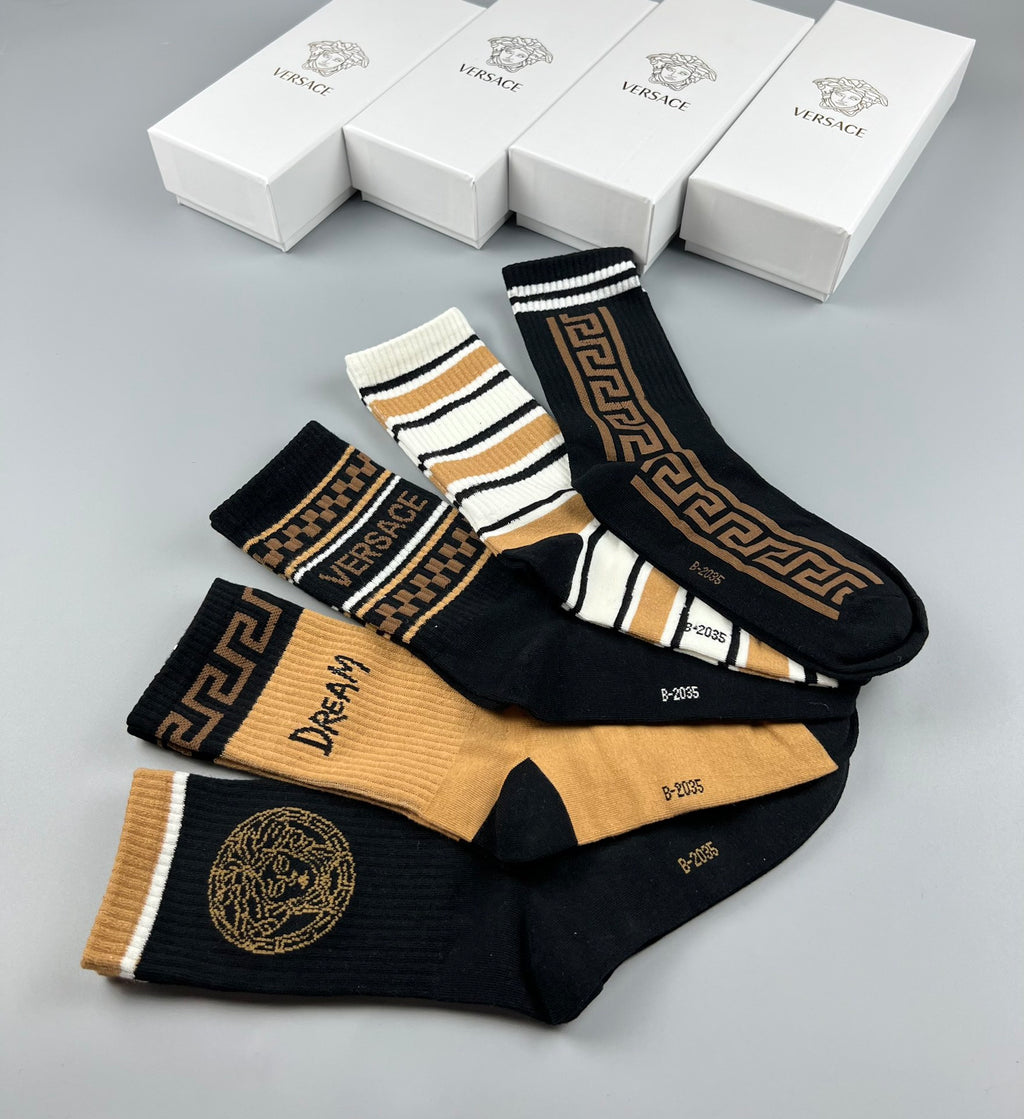Versace mixed baroque stripes crew socks - view 8