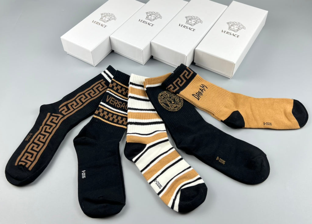 Versace mixed baroque stripes crew socks - view 3