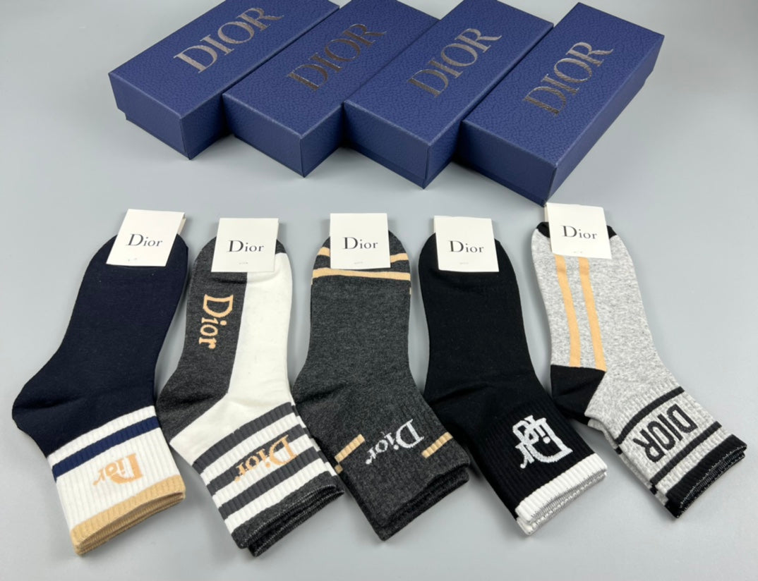 Dior mixed graphic cuffs crew socks - view 6