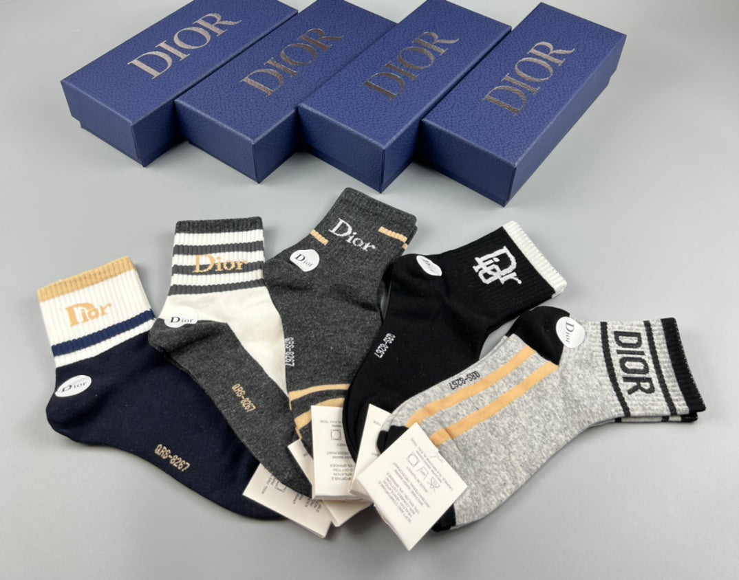 Dior mixed graphic cuffs crew socks - view 4