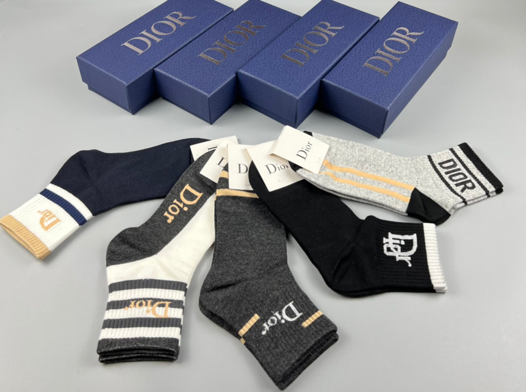 Dior mixed graphic cuffs crew socks - view 2