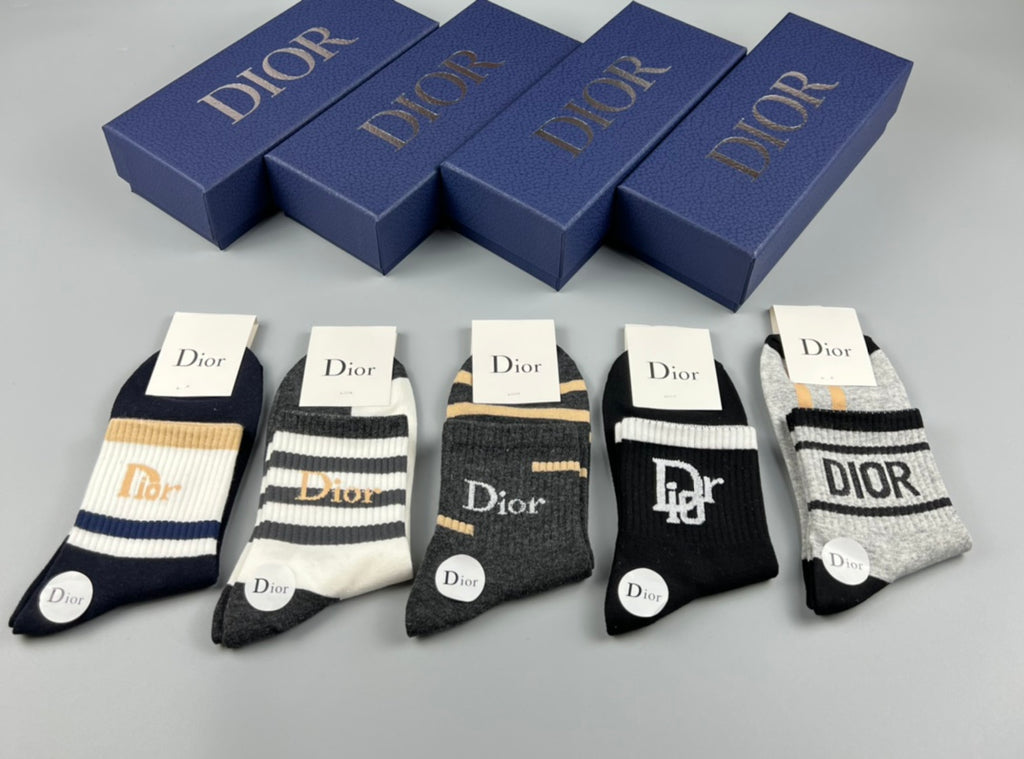 Dior mixed graphic cuffs crew socks - view 5