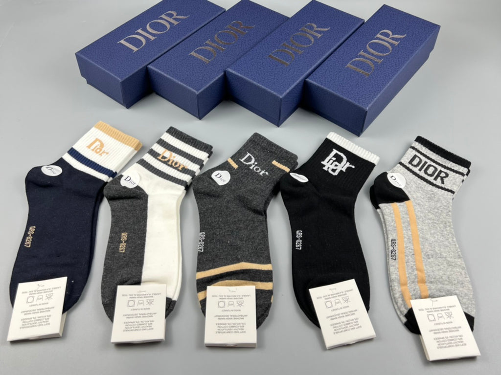 Dior mixed graphic cuffs crew socks - view 3
