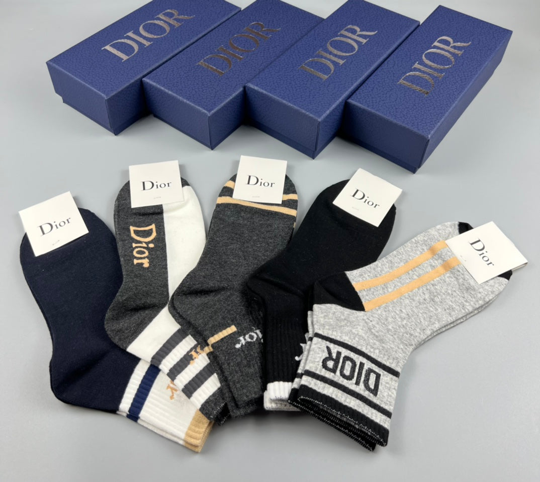 Dior mixed graphic cuffs crew socks - view 7