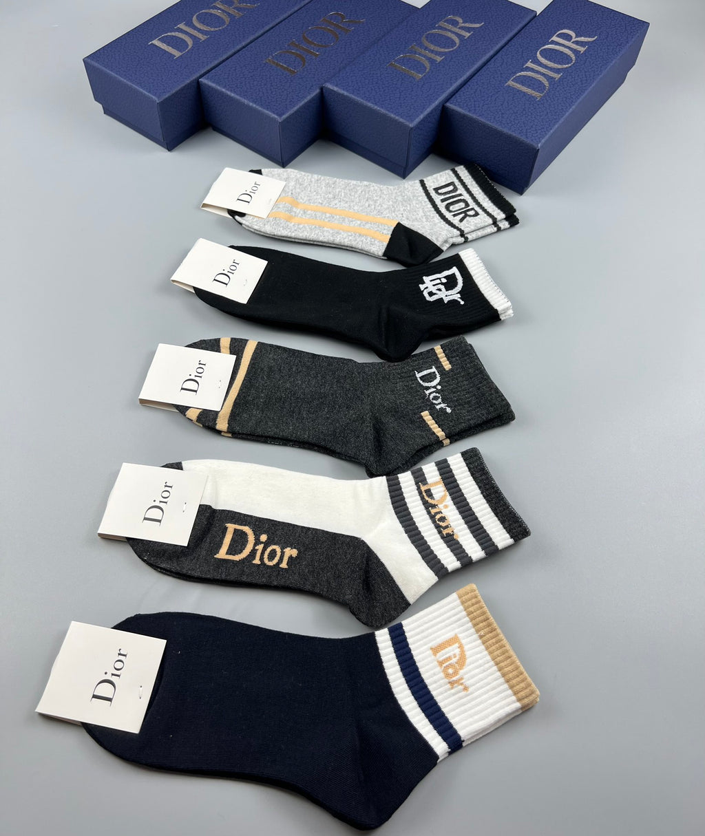 Dior mixed graphic cuffs crew socks - view 9