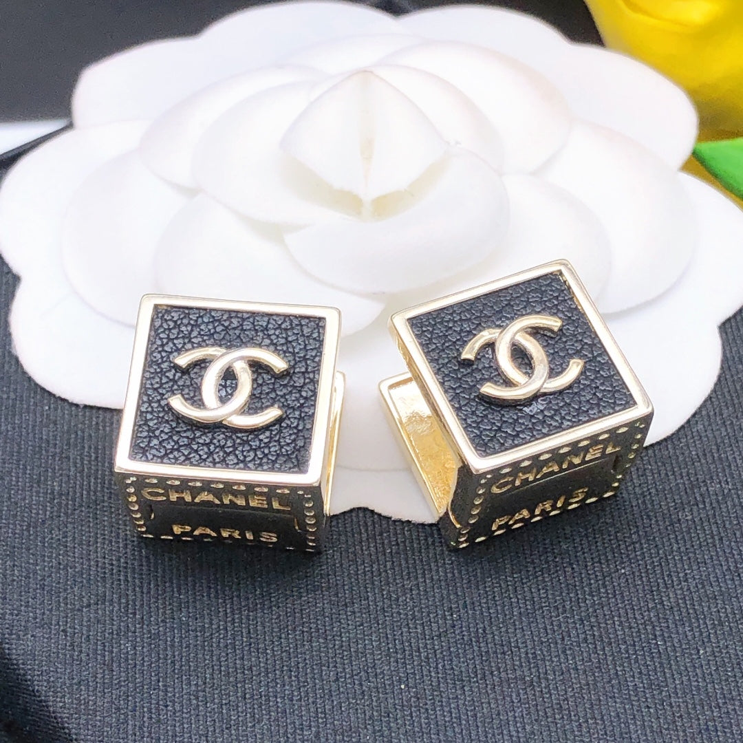 Chanel Square Leather Earrings - album image 4