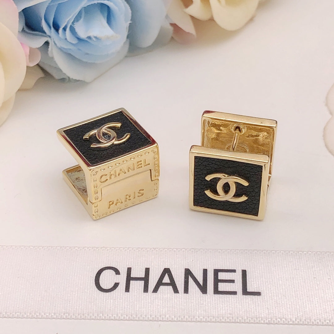 Chanel Square Leather Earrings - album image 3