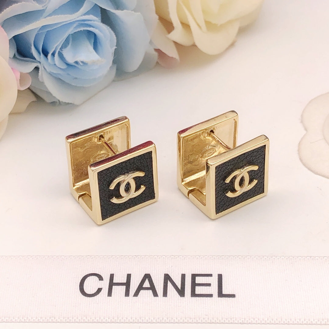 Chanel Square Leather Earrings - album image 2