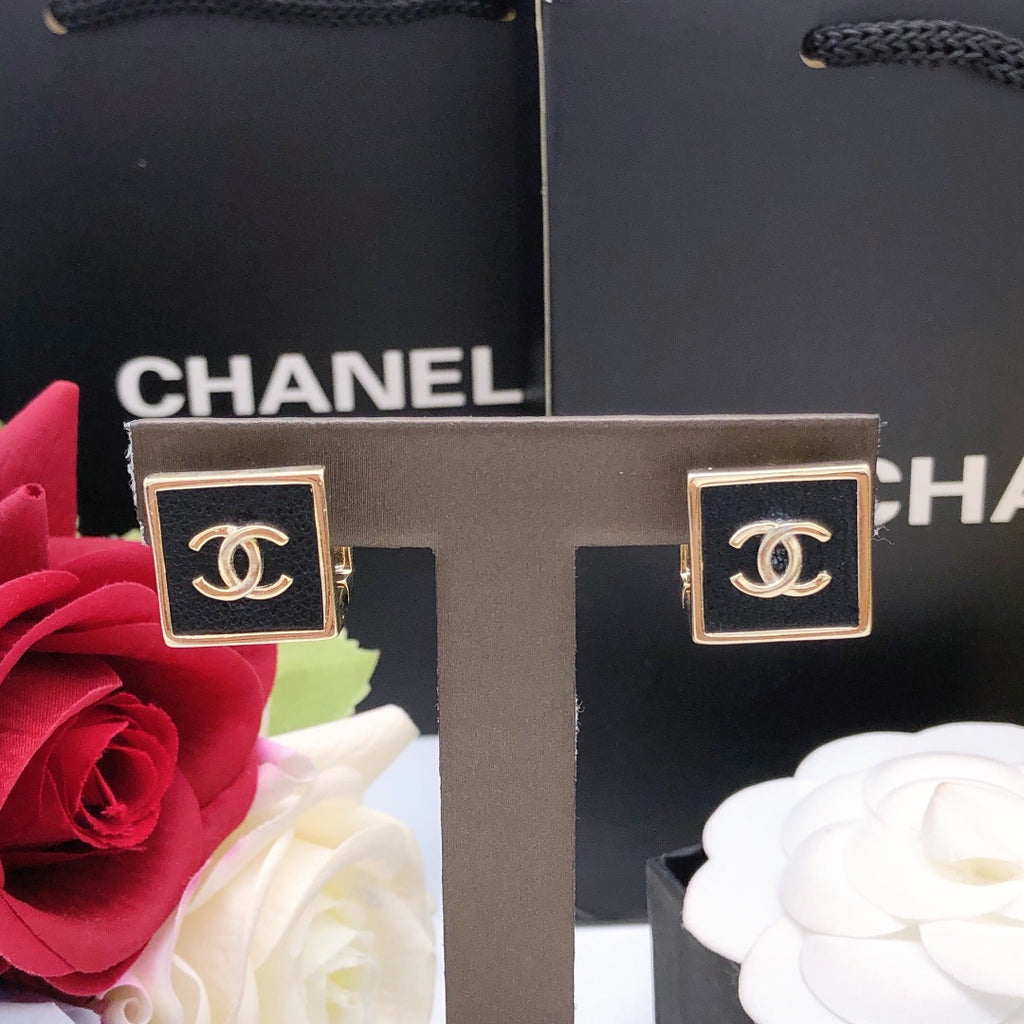 Chanel Square Leather Earrings - album image 5