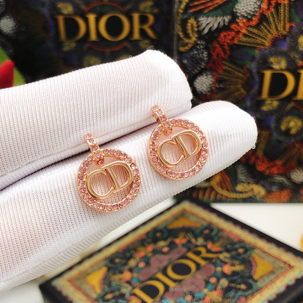 Dior Rose-Gold-Tone Round CD Stud Earrings - product image 1