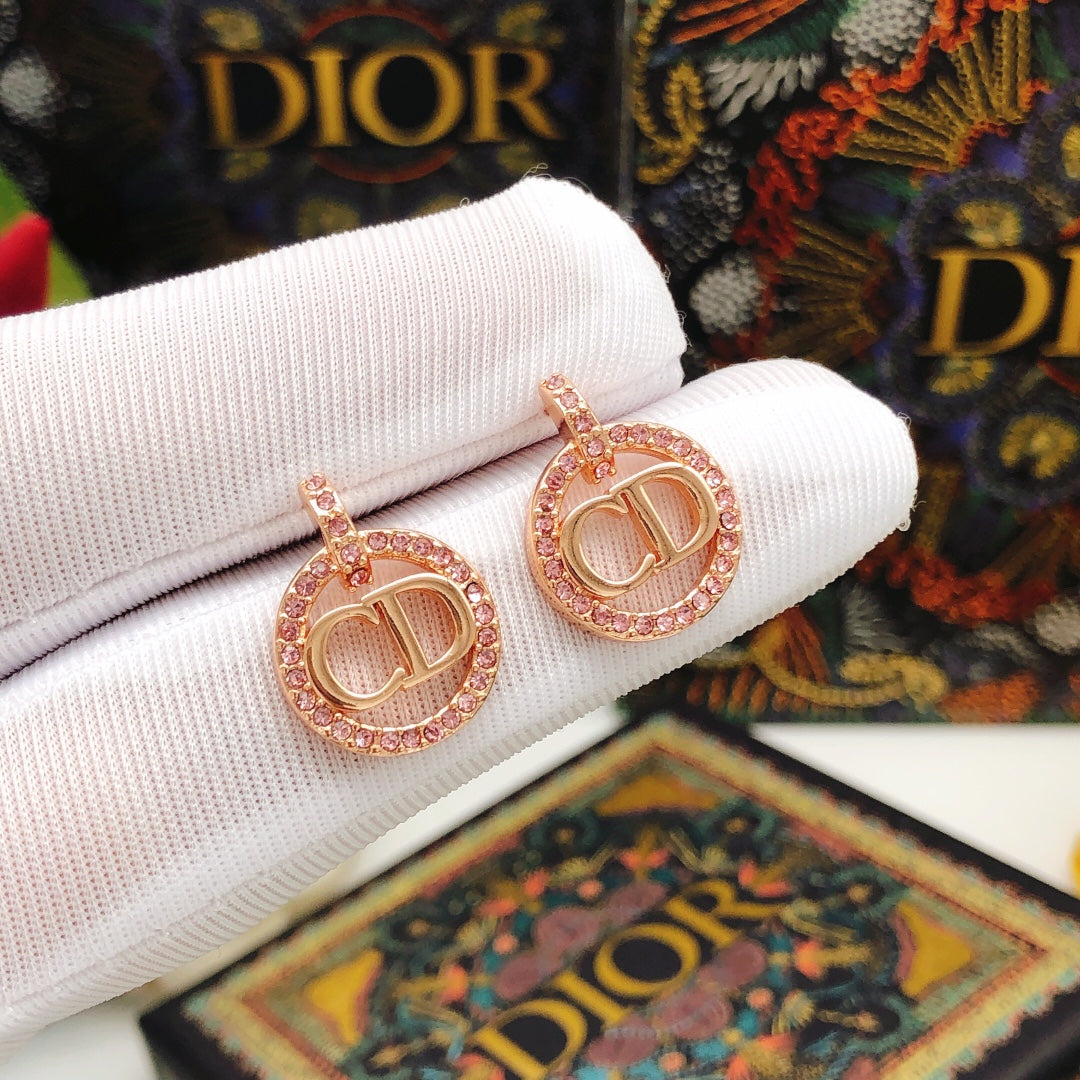 Dior Rose-Gold-Tone Round CD Stud Earrings - product image 1