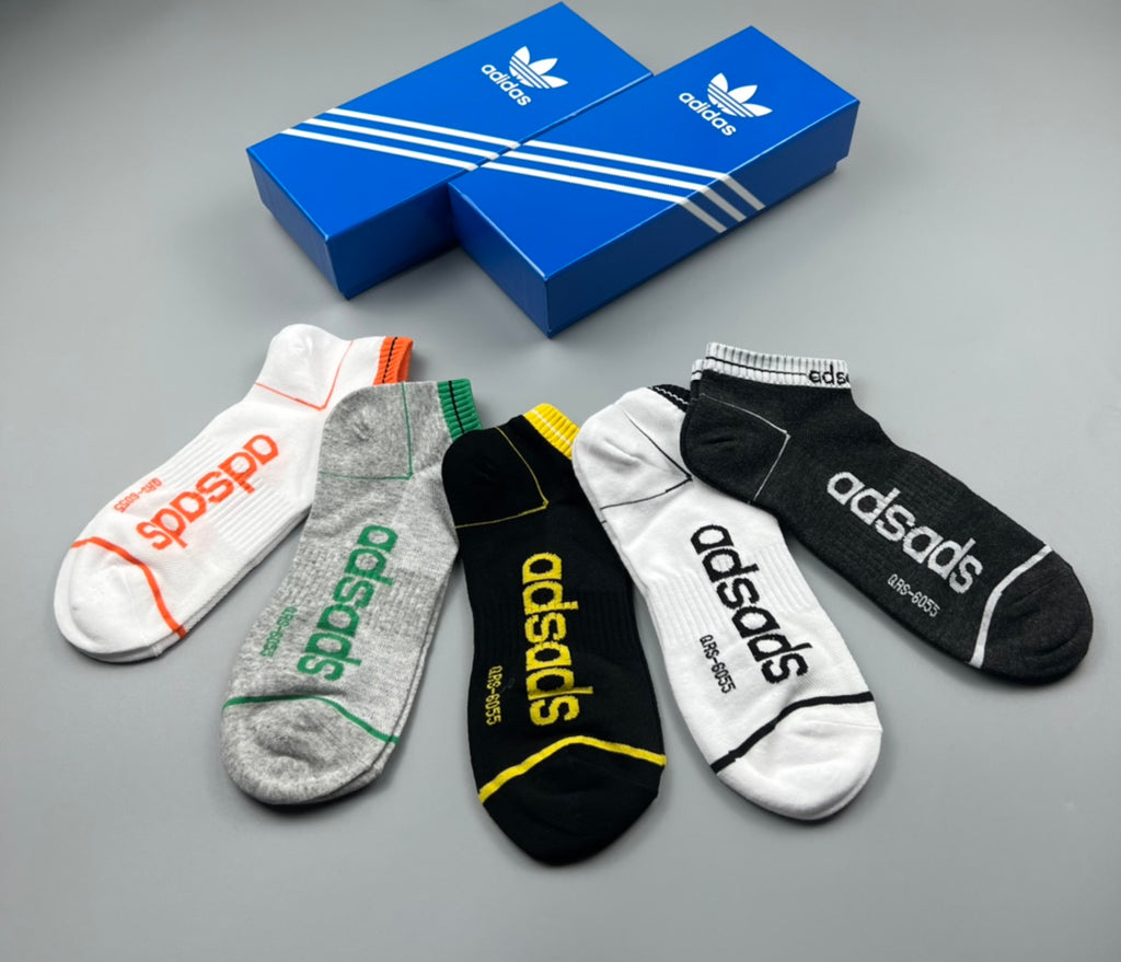 Adidas Wordmark Trim Ankle Socks - Boxed Set of 5 Pairs - image 5