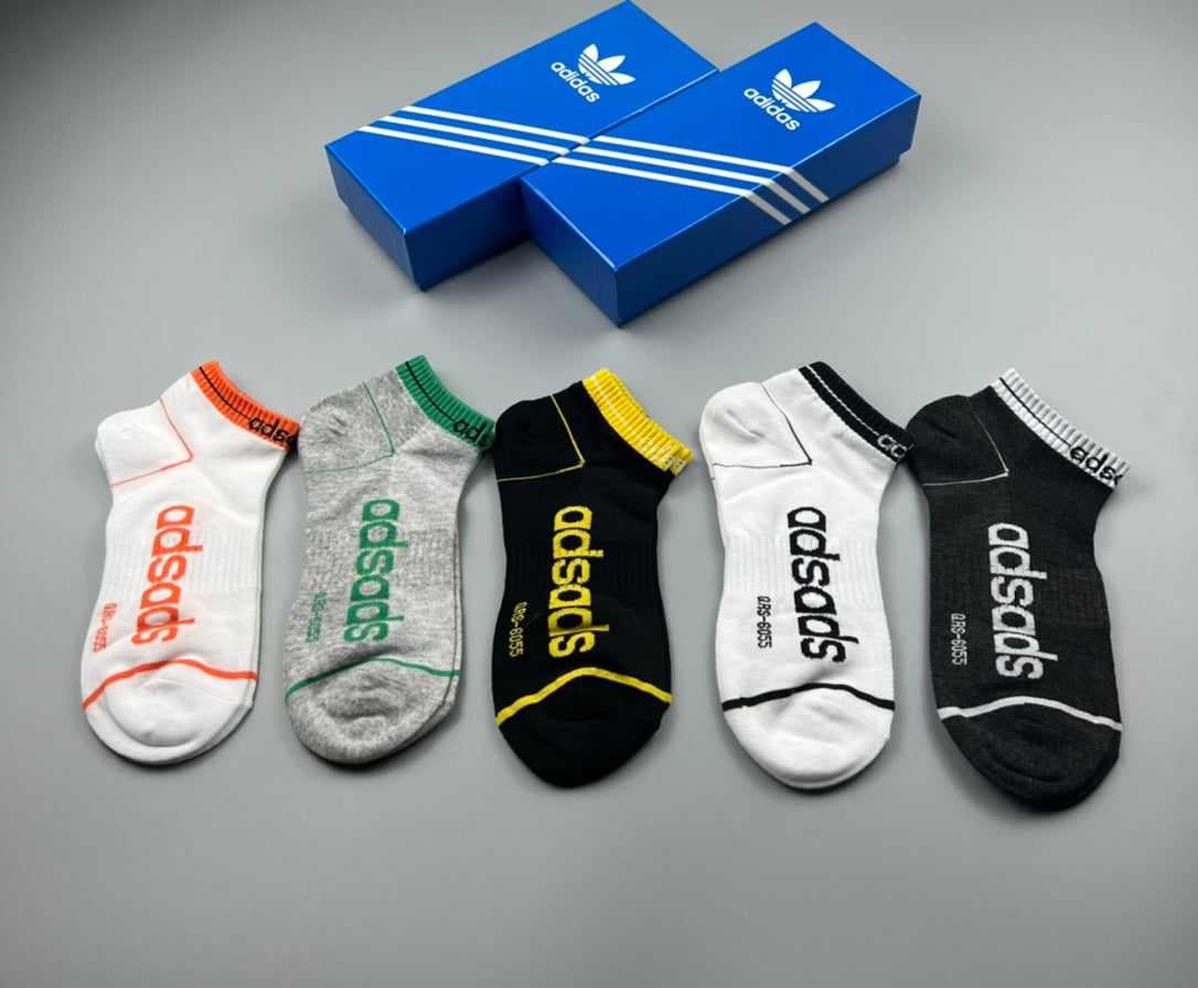 Adidas Wordmark Trim Ankle Socks - Boxed Set of 5 Pairs - image 4