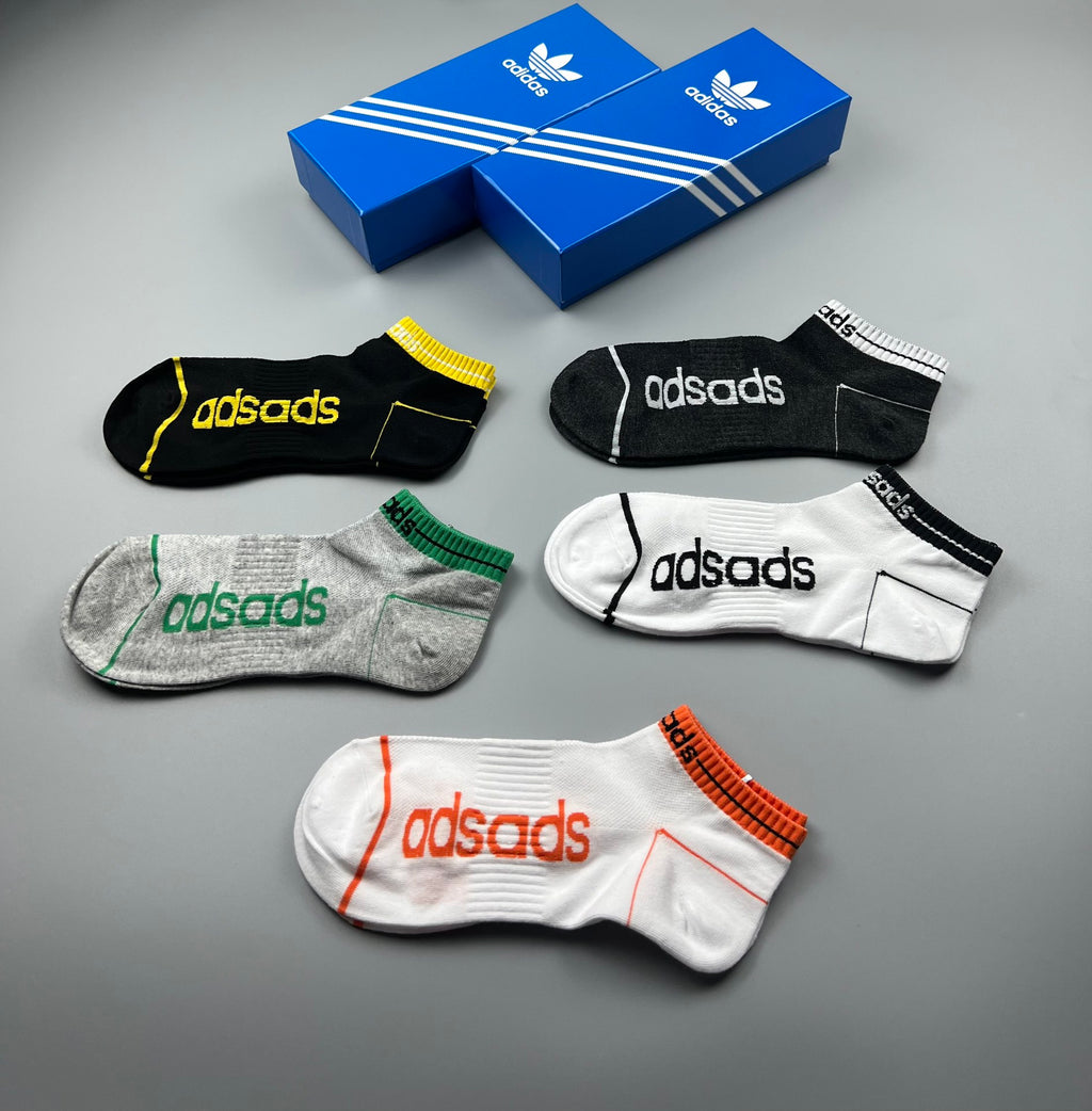 Adidas Wordmark Trim Ankle Socks - Boxed Set of 5 Pairs - image 3