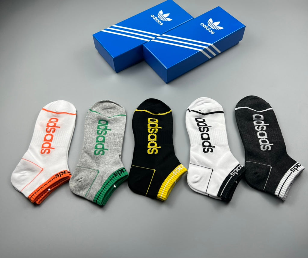Adidas Wordmark Trim Ankle Socks - Boxed Set of 5 Pairs - image 1