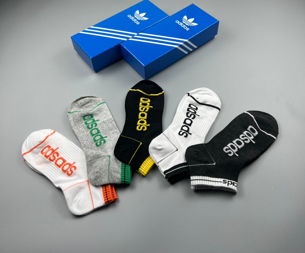 Adidas Wordmark Trim Ankle Socks - Boxed Set of 5 Pairs - image 2