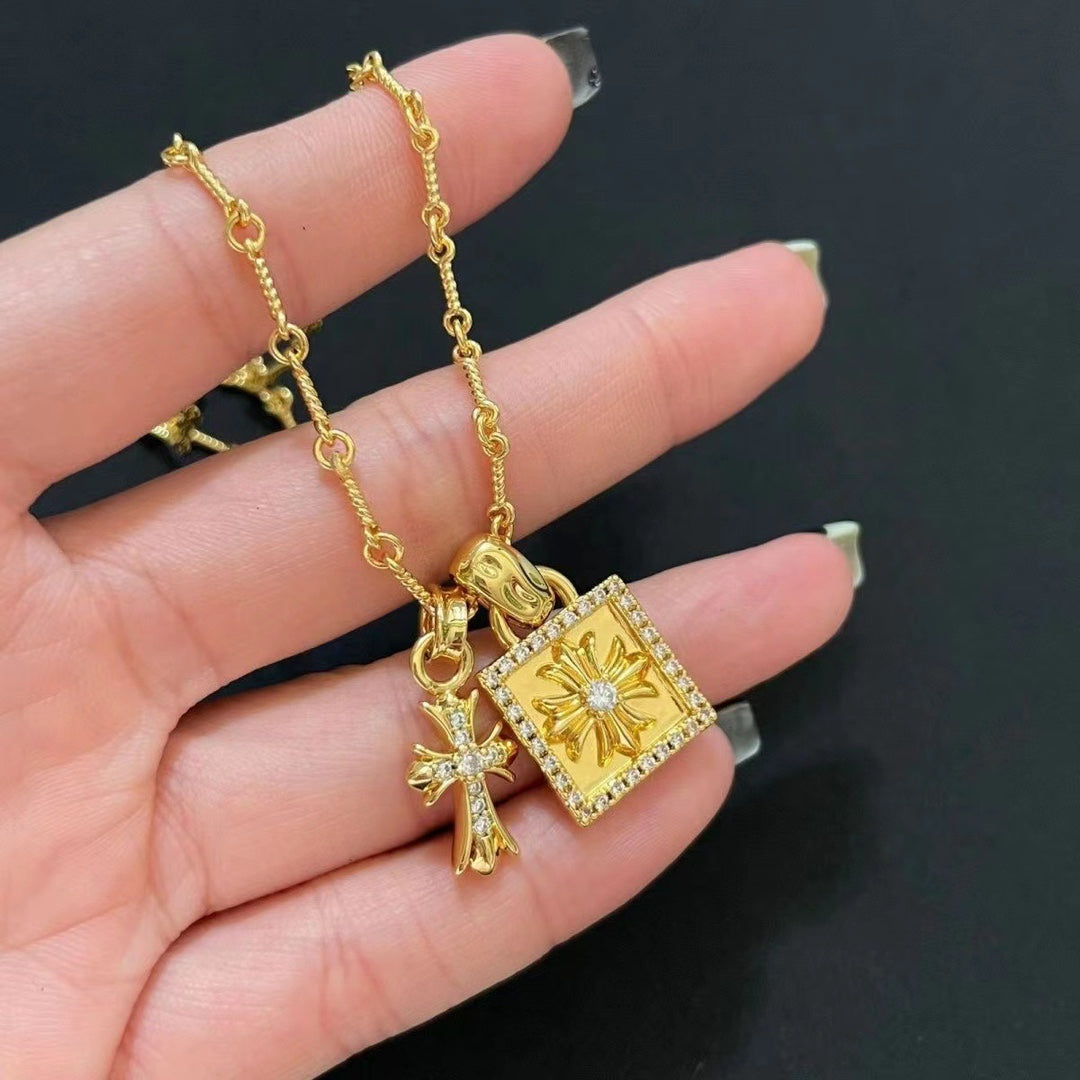 Chrome Hearts Gold-Tone Square Plaque Necklace - album image 1