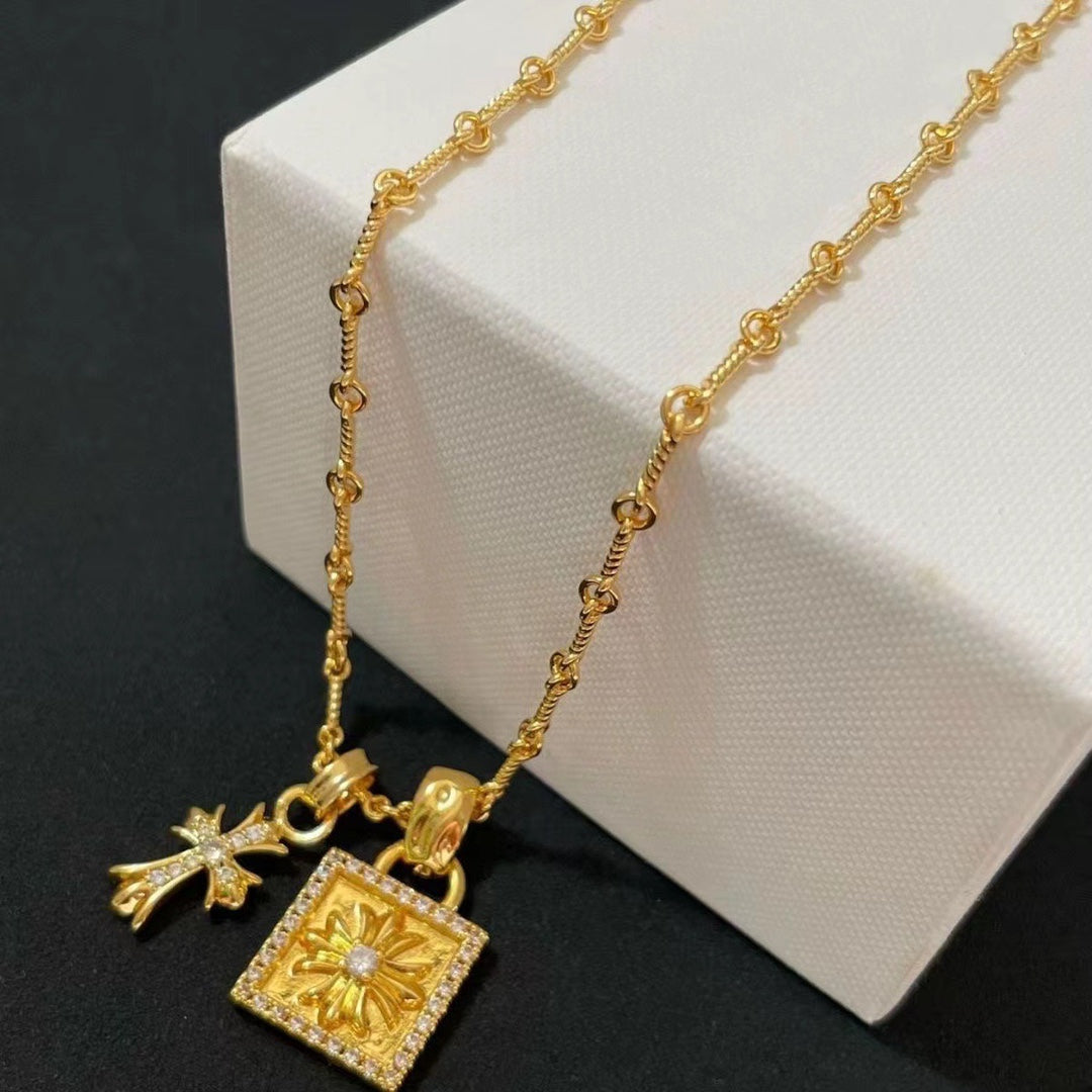 Chrome Hearts Gold-Tone Square Plaque Necklace - album image 4