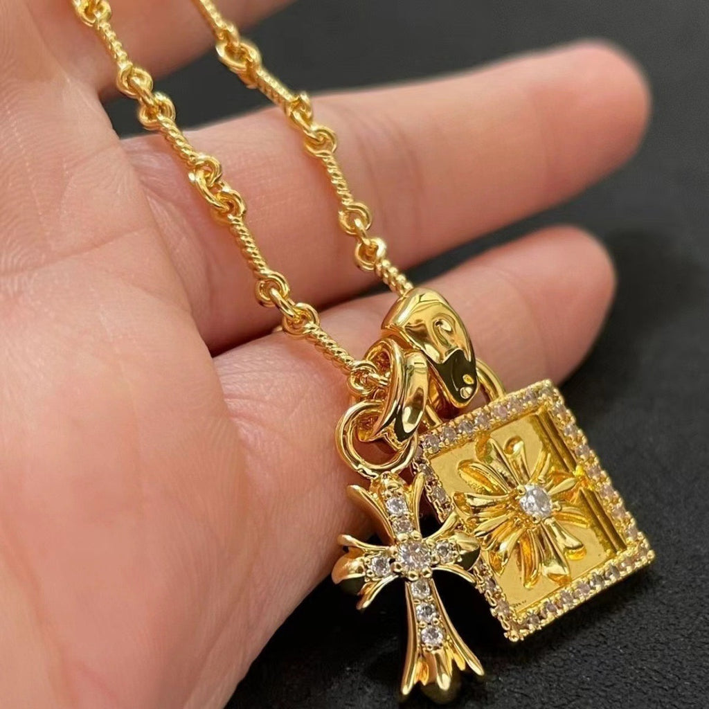 Chrome Hearts Gold-Tone Square Plaque Necklace - album image 6