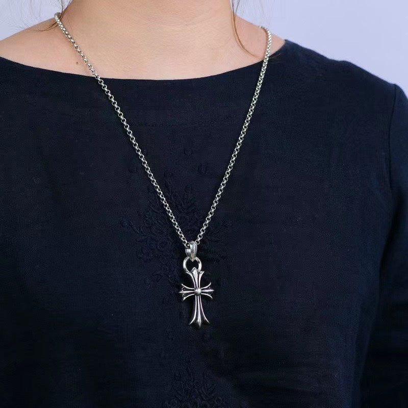 Chrome Hearts Fine Chain Flared Cross Necklace - album image 2