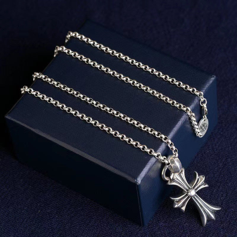 Chrome Hearts Fine Chain Flared Cross Necklace - album image 1