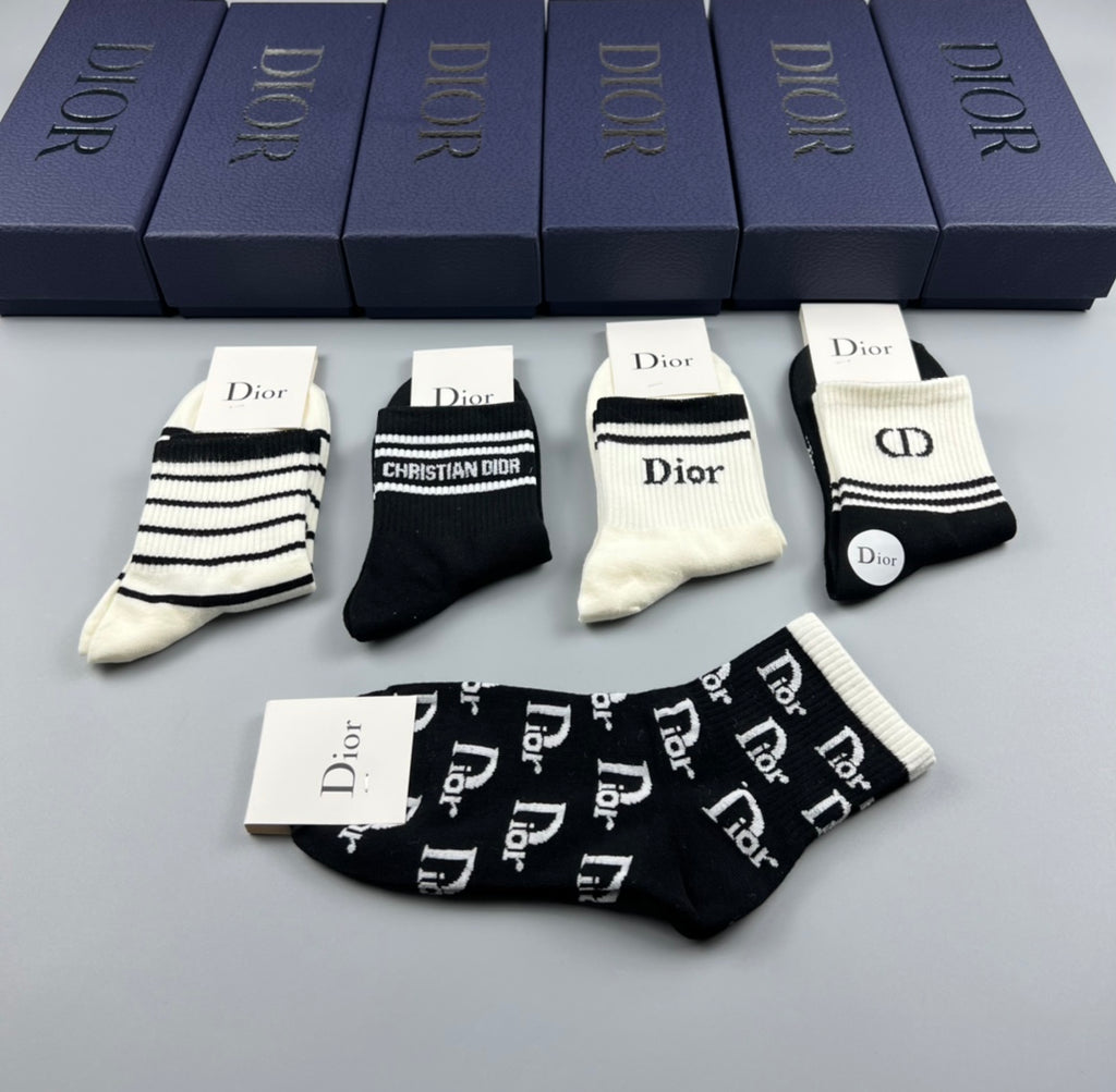 Dior mixed stripe lettering crew socks - view 7