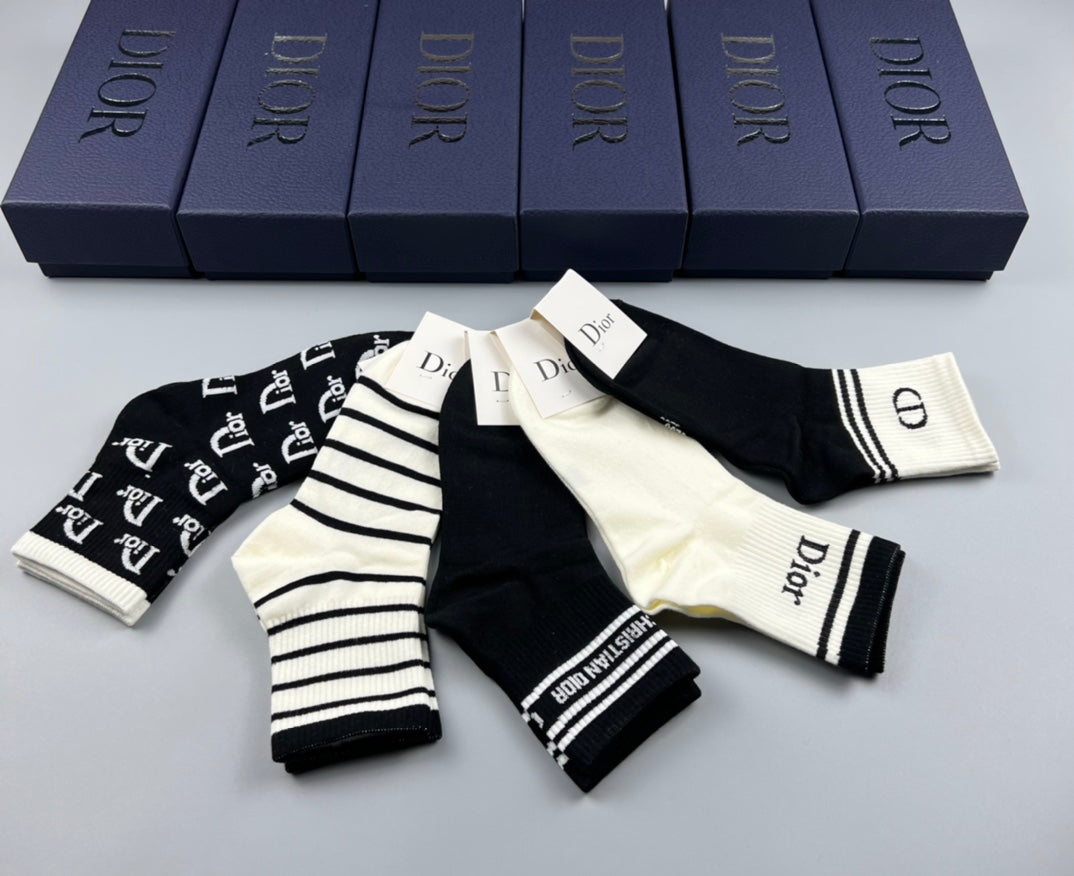 Dior mixed stripe lettering crew socks - view 3