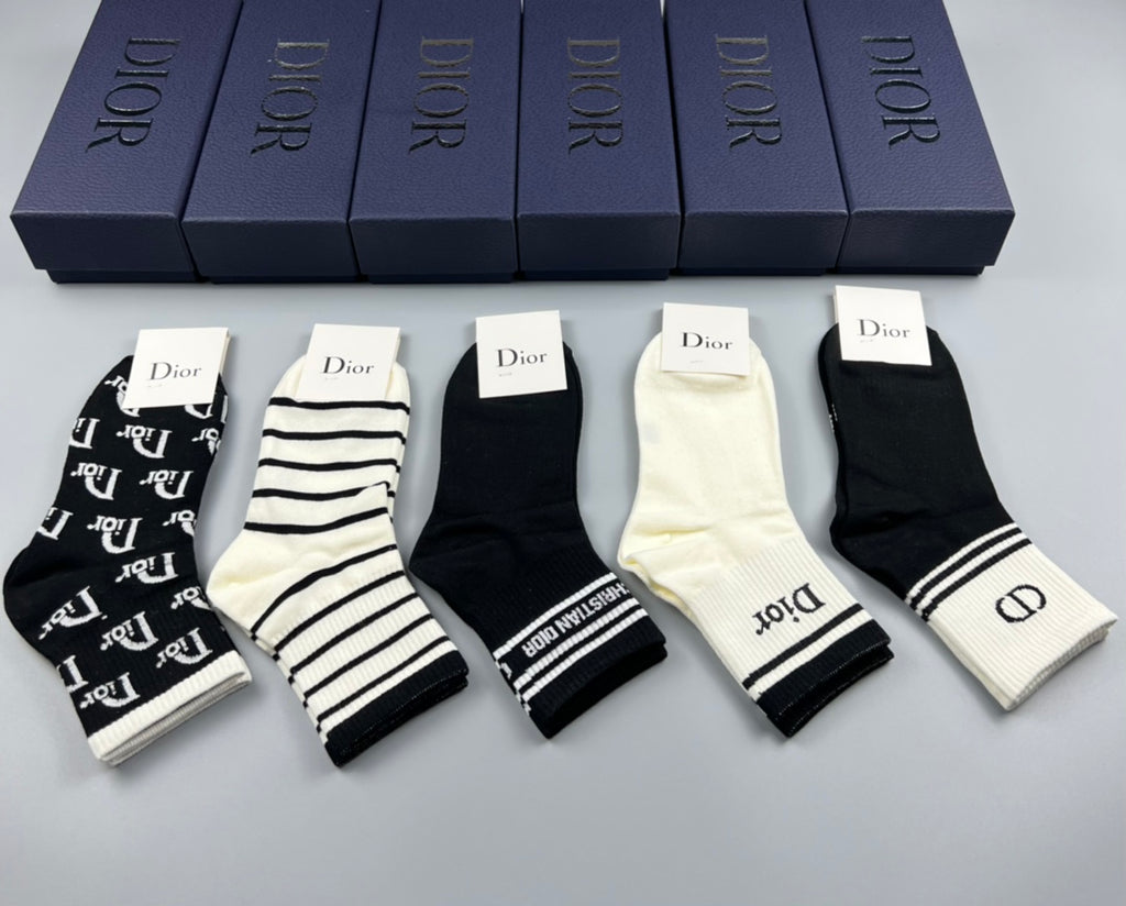Dior mixed stripe lettering crew socks - view 1