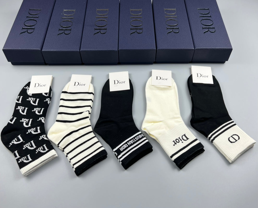 Dior mixed stripe lettering crew socks - view 1