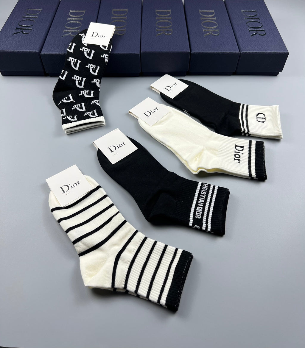 Dior mixed stripe lettering crew socks - view 6