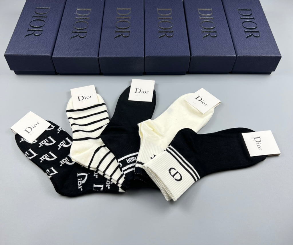Dior mixed stripe lettering crew socks - view 2