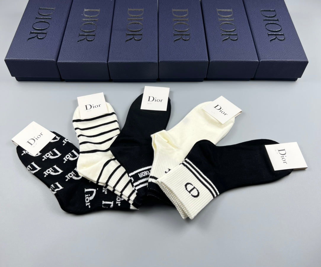 Dior mixed stripe lettering crew socks - view 2