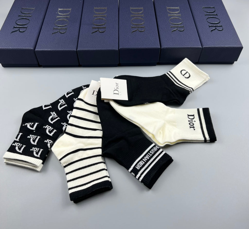 Dior mixed stripe lettering crew socks - view 5