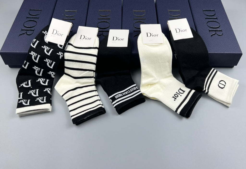 Dior mixed stripe lettering crew socks - view 4