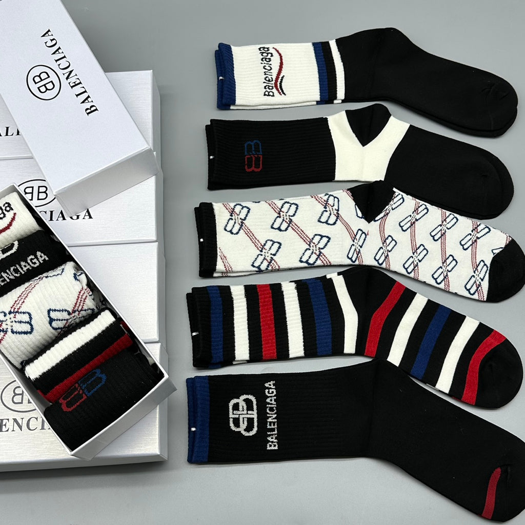 Balenciaga mixed stripe bb crew socks - view 5