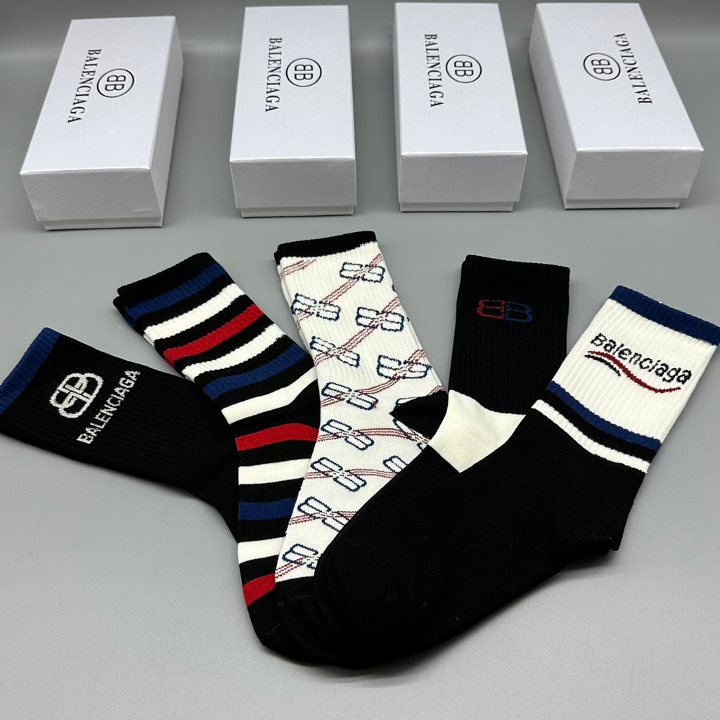Balenciaga mixed stripe bb crew socks - view 4