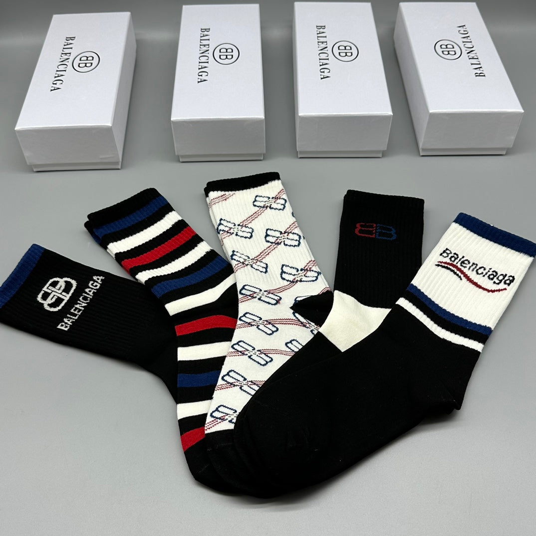 Balenciaga mixed stripe bb crew socks - view 4