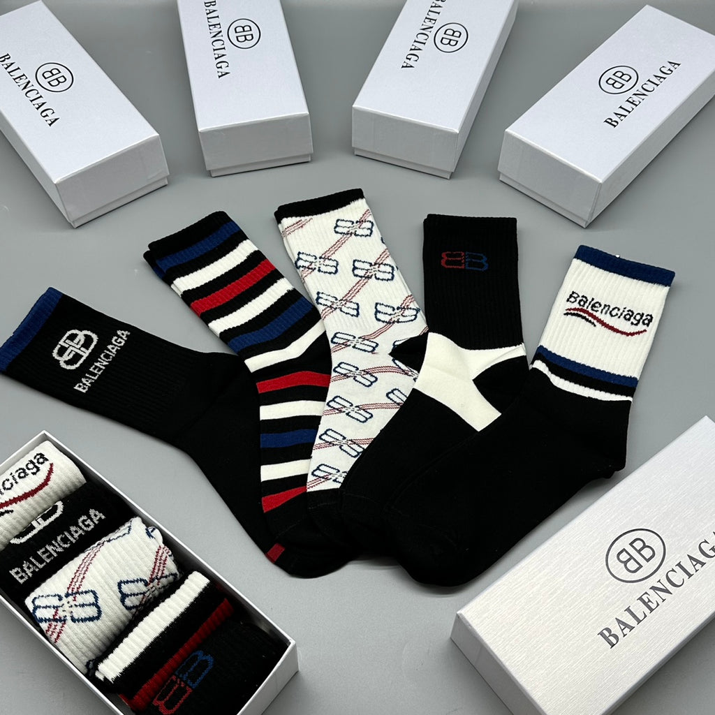 Balenciaga mixed stripe bb crew socks - view 7