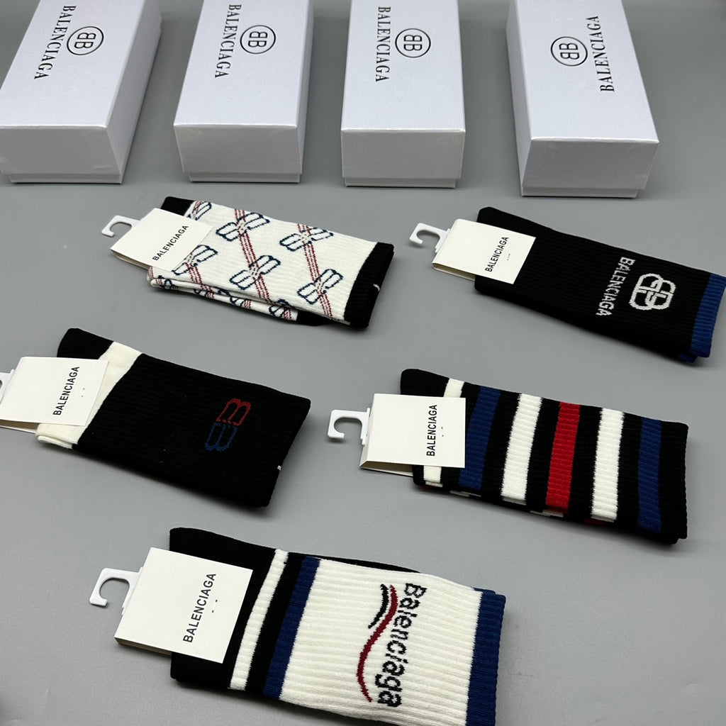 Balenciaga mixed stripe bb crew socks - view 8