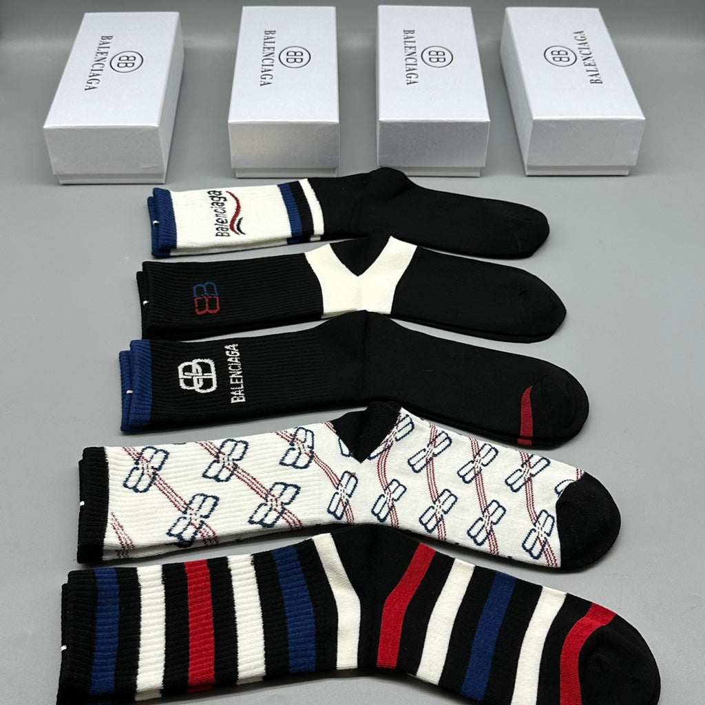 Balenciaga mixed stripe bb crew socks - view 3