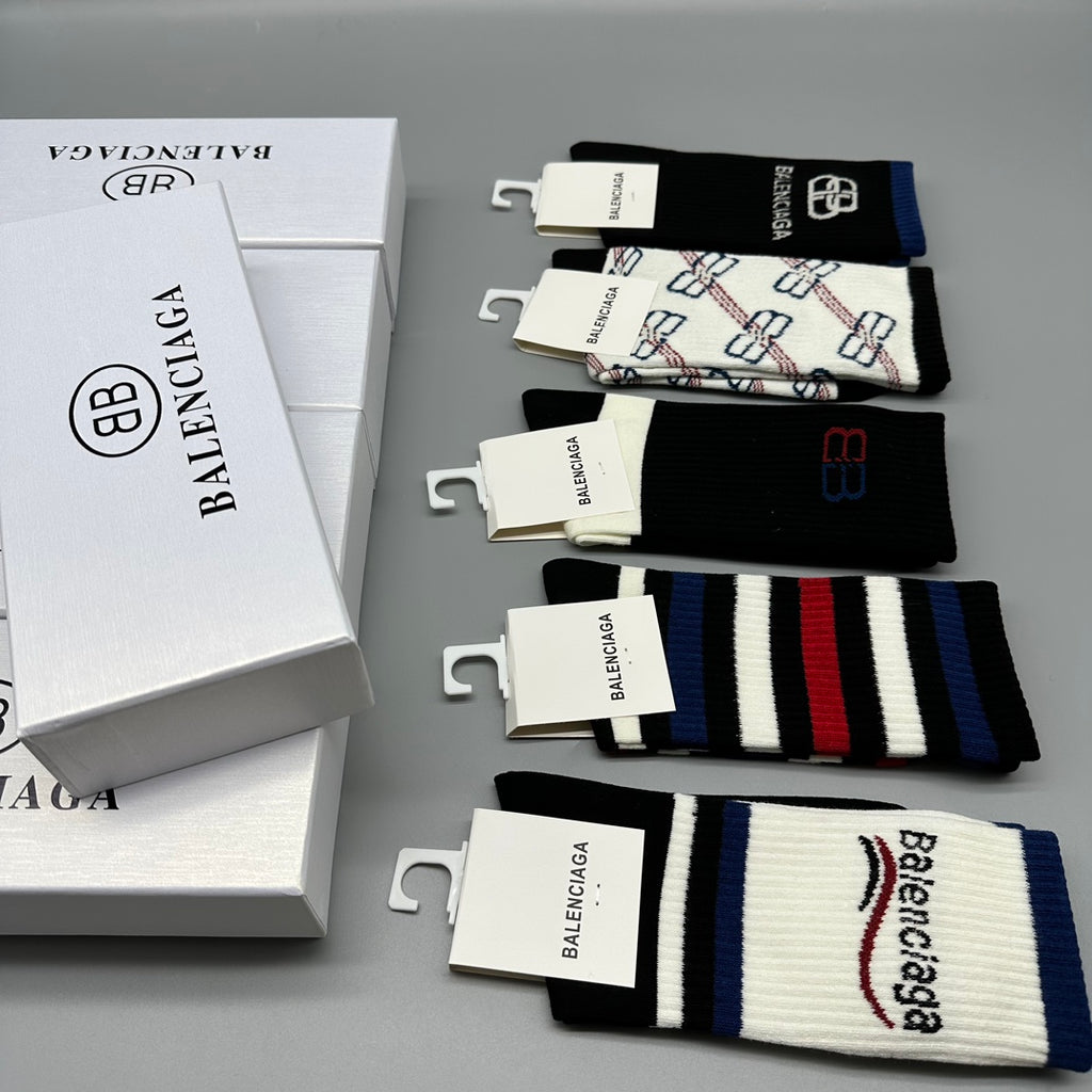 Balenciaga mixed stripe bb crew socks - view 9