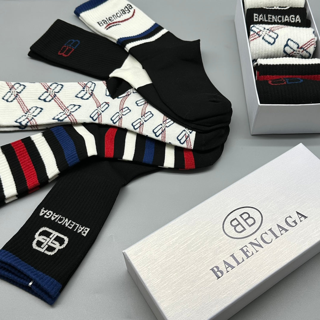 Balenciaga mixed stripe bb crew socks - view 2