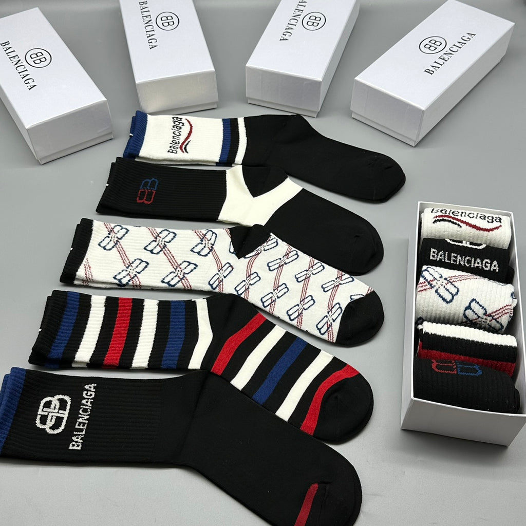 Balenciaga mixed stripe bb crew socks - view 6
