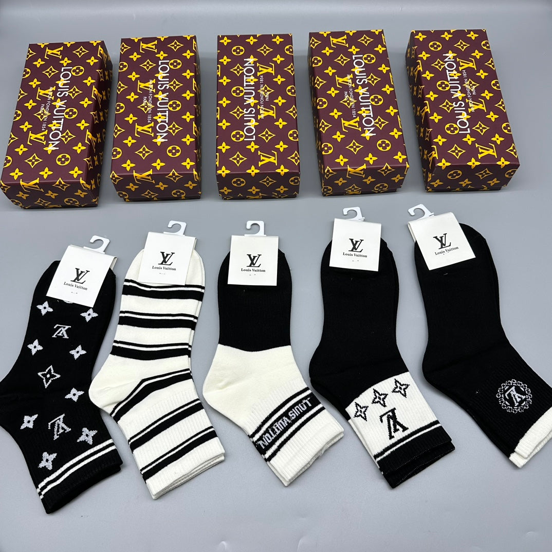Louis Vuitton monochrome lv pattern crew socks - view 6