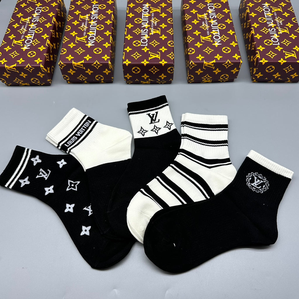 Louis Vuitton monochrome lv pattern crew socks - view 4