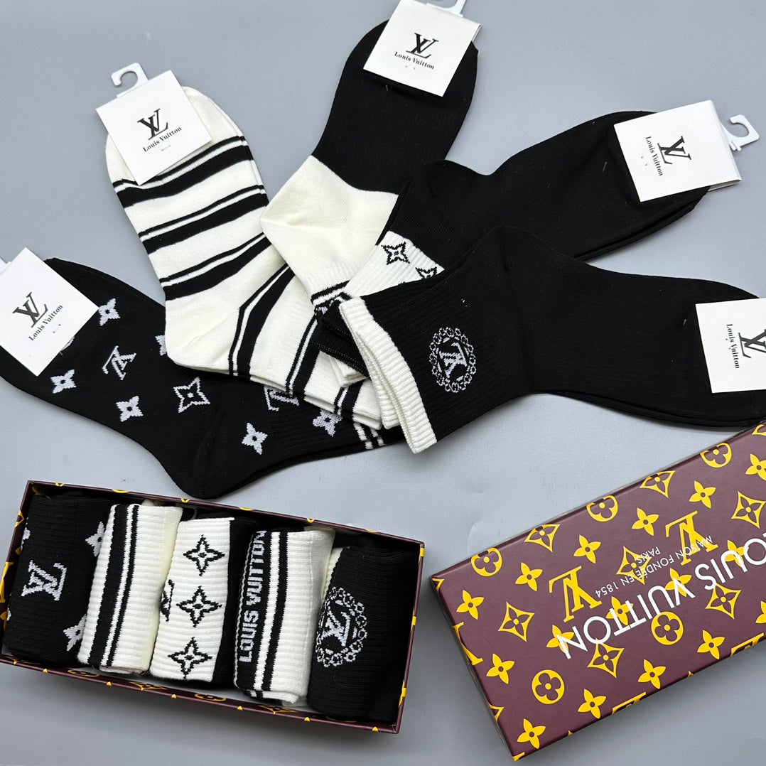 Louis Vuitton monochrome lv pattern crew socks - view 3