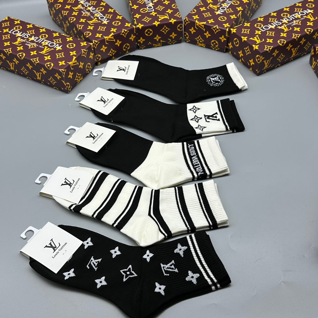 Louis Vuitton monochrome lv pattern crew socks - view 2