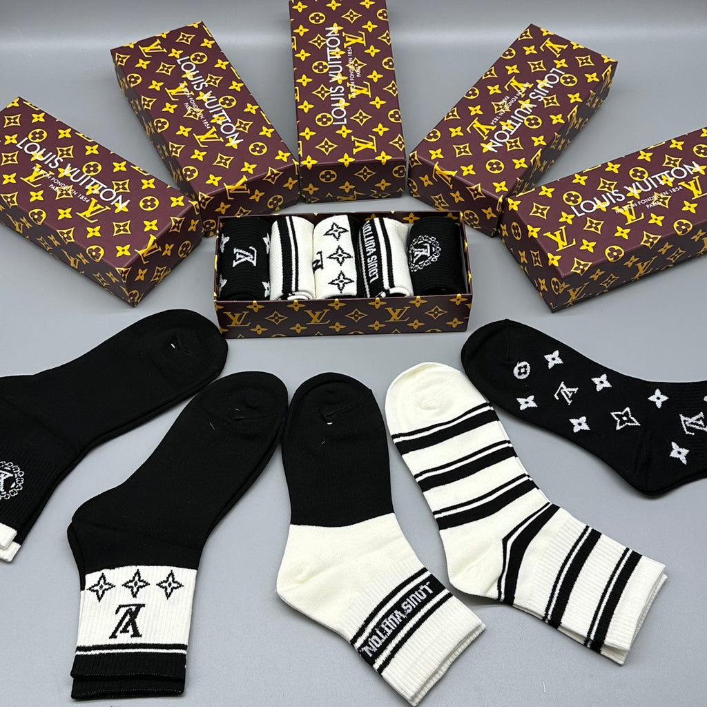 Louis Vuitton monochrome lv pattern crew socks - view 7