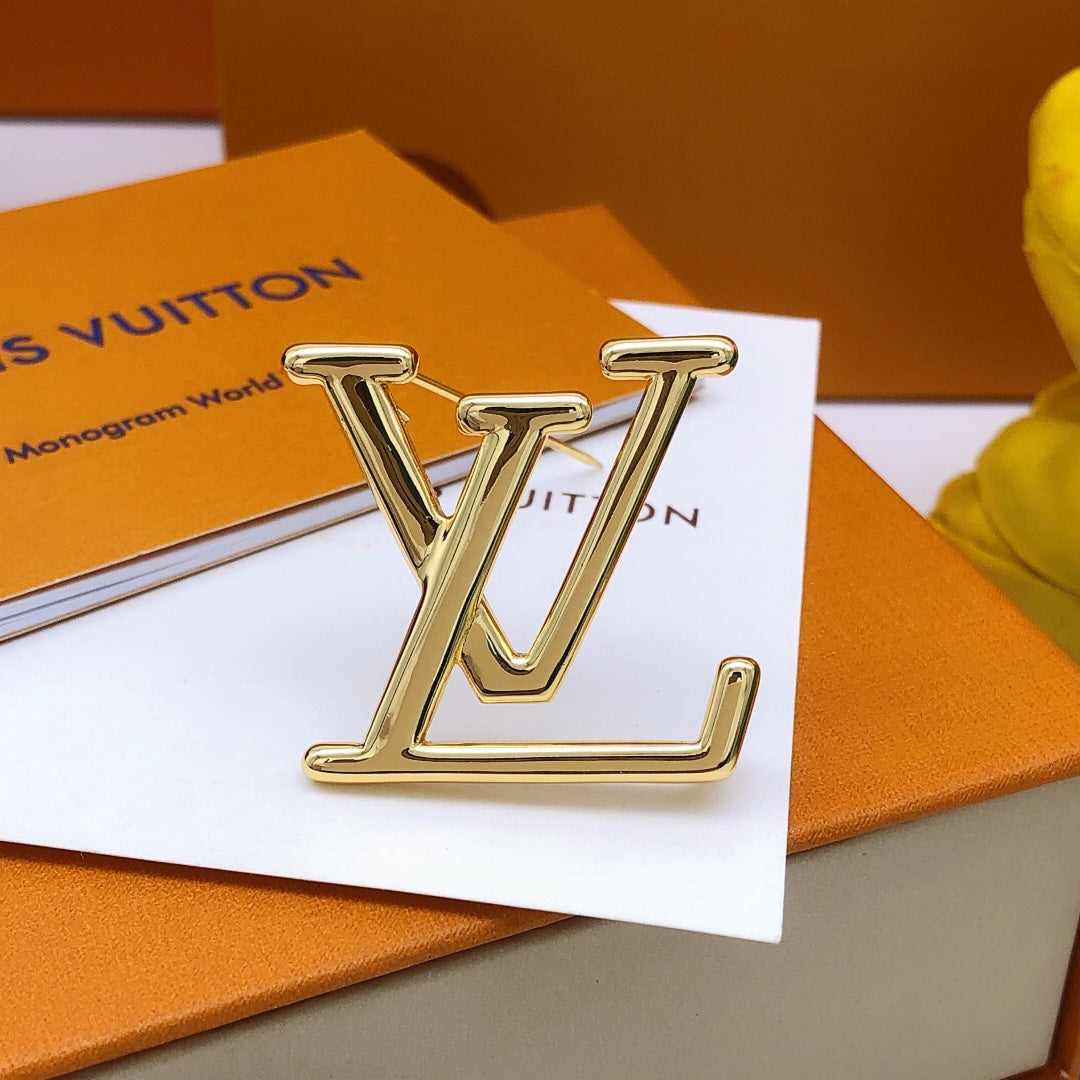 Louis Vuitton Gold-Tone LV Brooch - album image 3